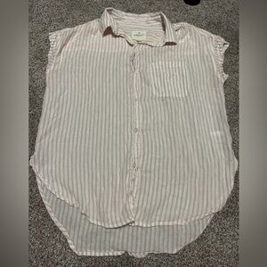 American Eagle Outfitters Pink & White Pinstripe Sheer Sleeveless Blouse Size S